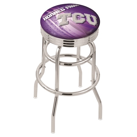 Holland Bar Stool Co 30" Chrome 2-Ring TCU Swivel Bar Stool, Accent Ring L7C3C30TexChr-D2
